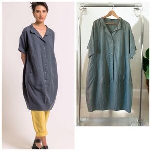 Casual Gray Button-Down Dress